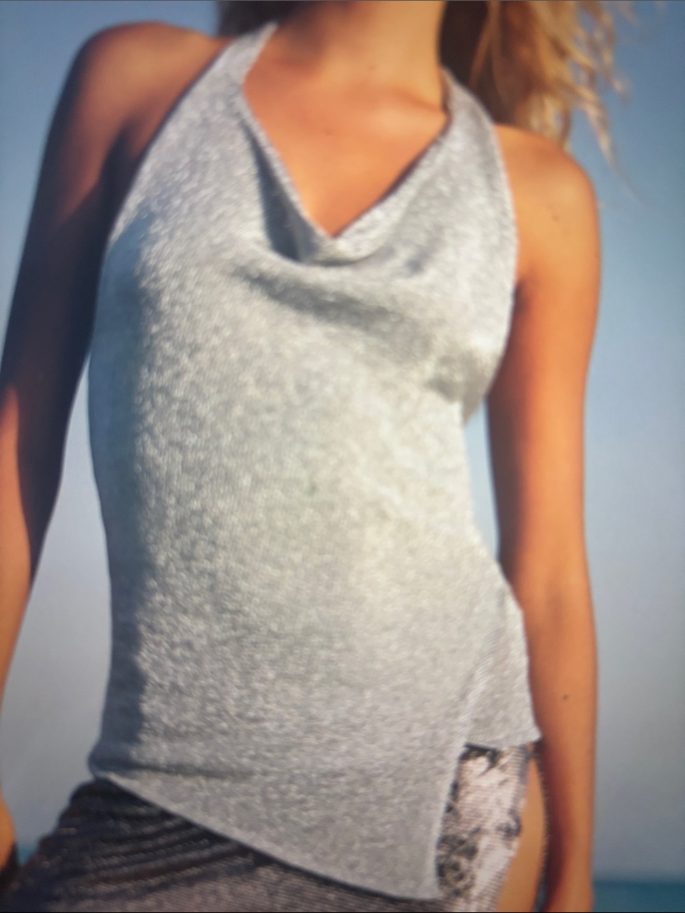 Zara Silver Halter Tank Top